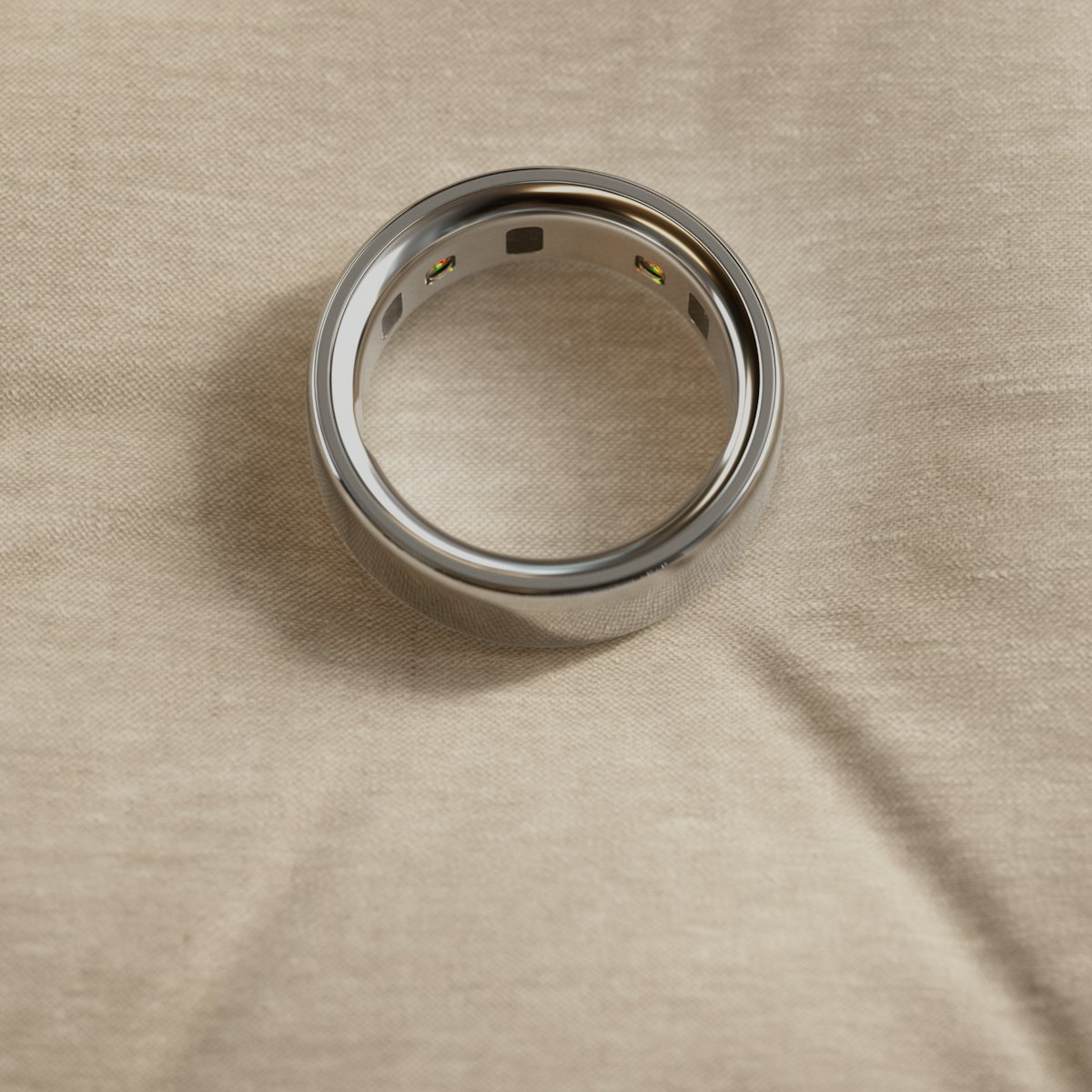 Close-up of Oura Ring 4 on a finger showing comfort fit